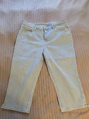 John Varvatos Blue & White Striped Cropped Jeans